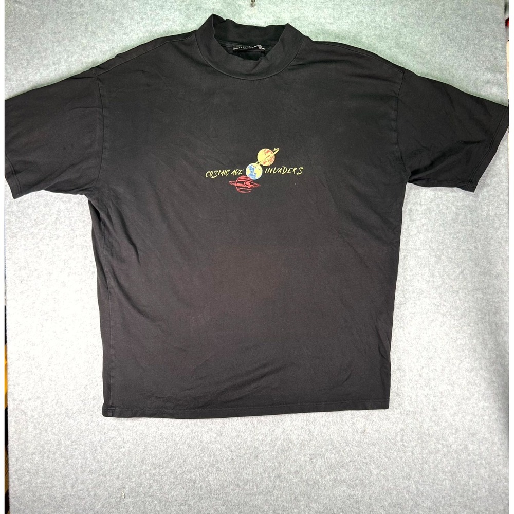 Trendyol Cosmic Age Invaders T-Shirt Mens Medium Black Graphic Oversize Fit